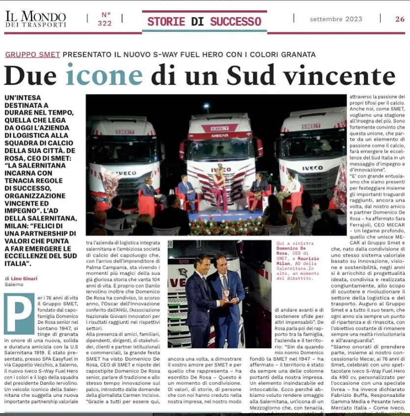 Mecar – Smet – U.S Salernitana 1919 insieme per festeggiare i 76 anni del Gruppo Smet